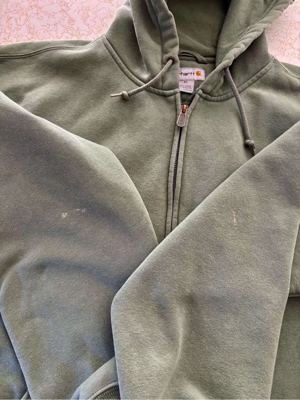Carhartt heavyweight full zip hooded sweat shirt in light green. K185 MKG - Picture 8 of 11